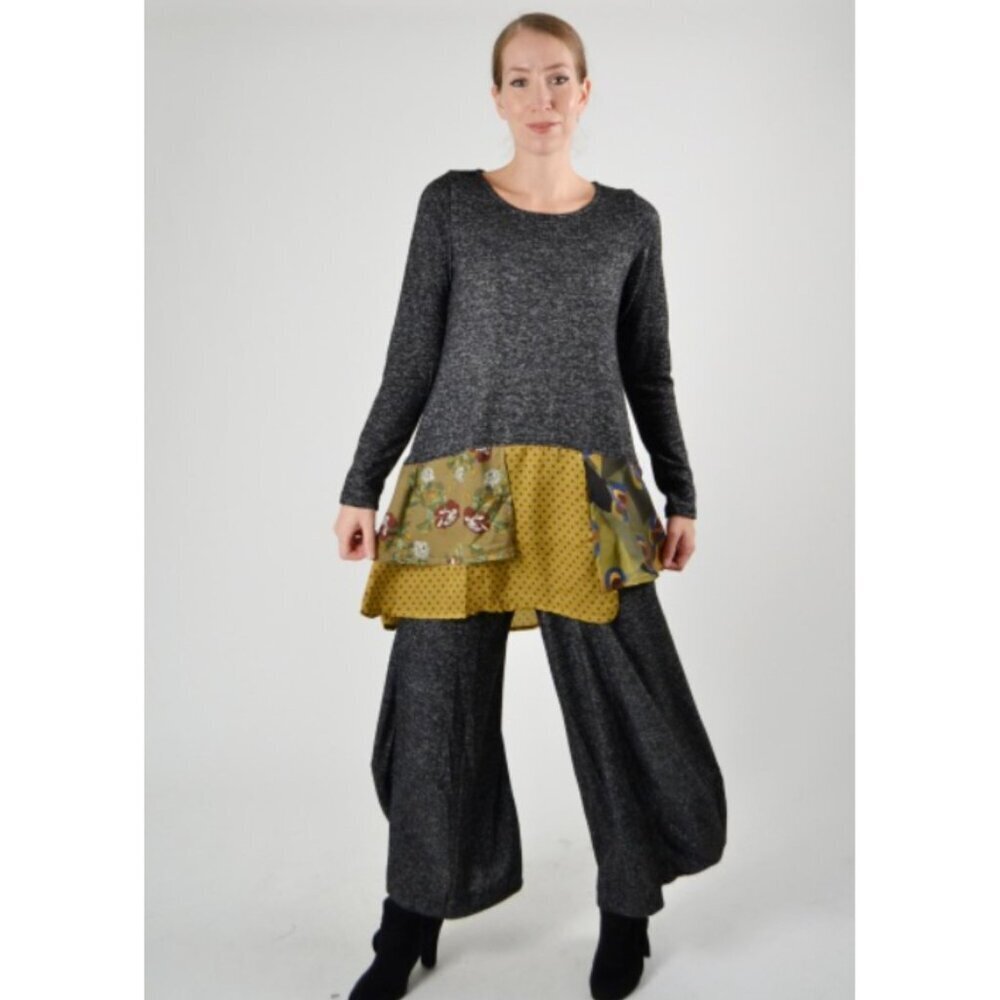 Alembika Black Heather Antique Long Sleeve Top Size 1 - 23164